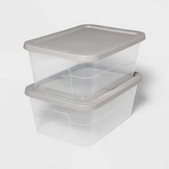 2pk 15qt Storage Boxes Gray - Room Essentials™