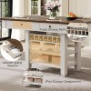 AMERLIFE 5-Piece Solid Wood Counter Height Dining Table Set with Drawers, Wine Rack & Open Shelves, Farmhouse White and Brown - 3 of 4