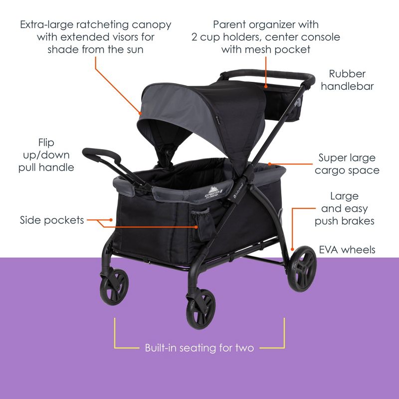 Baby Trend Expedition LTE 2-in-1 Stroller Wagon - Madrid Black, 3 of 19