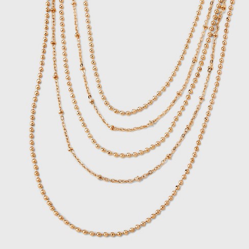 Ball Chain Multi-Strand Necklace - A New Day™ Gold