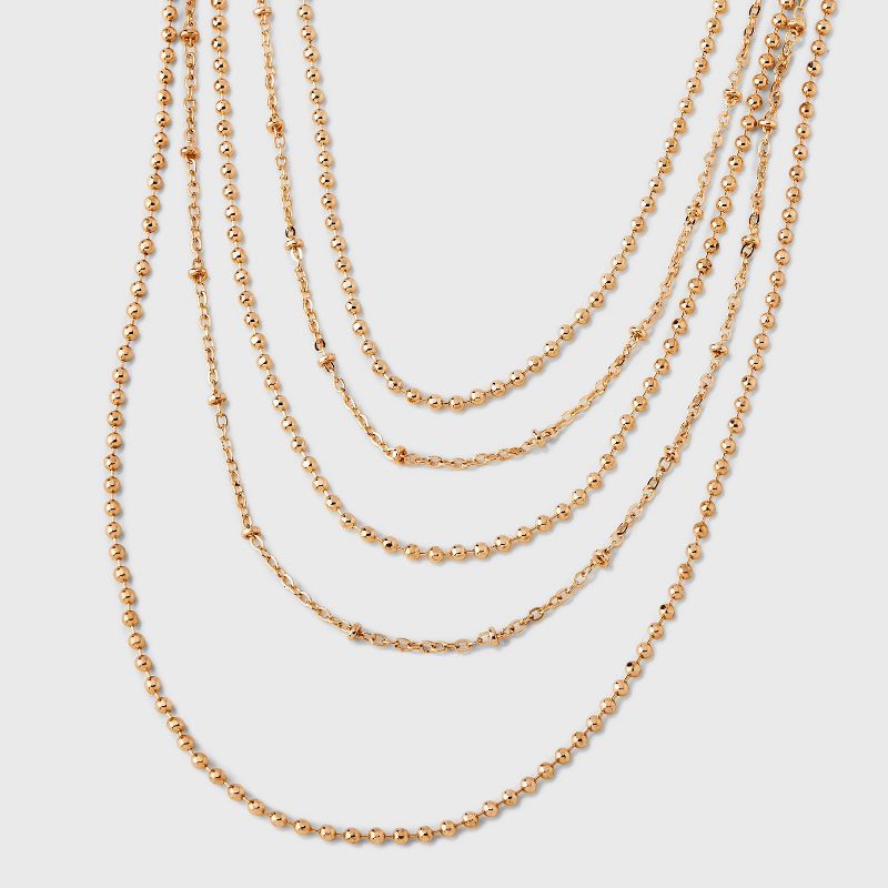 Ball Chain Multi-Strand Necklace - A New Day&#8482; Gold, 1 of 9