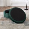 Kumasinova 31.5"W Round Velvet Ottoman with Reversible Lid,Versatile Coffee Table Ottoman for Living Room,Accent Footstool,275lbs Max - 3 of 4