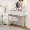 AZL1 Life Concept Vanity Table Adjustable Storage with Upholstery 5 Drawers Adjustable Storage Padded Chair for Bedroom, Beige, 17.5"*16.3"*16.1" - 2 of 4