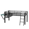 TIRAMISUBEST Twin/Full Size Gaming Mid Loft Bed with Bulit-in Desk and LED Light, Metal Low Loft Bedframe with Ladder and Guardrail - 4 of 4