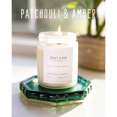 Patchouli & Amber Scented Soy Candle in Frosted Jar