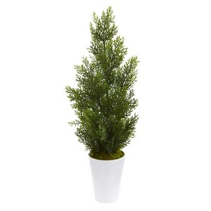 27in. Mini Cedar Pine Tree in Decorative Planter – Realistic Indoor Holiday X-Mas Accent for Corners & Spaces - 1 of 4