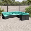 vidaXL Patio Sofa Set with Cushions - 11 Piece Black Poly Rattan - Outdoor Garden, Backyard, Patio Furniture Modular Design - 2 of 4