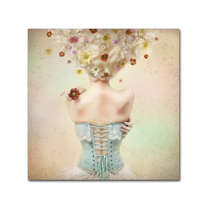 Girl of the Flower Garden Photography Canvas Art in Pastel Colors