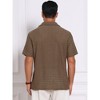 INSPIRE CHIC Men's Hollow Jacquard Camp Collar Short Sleeve Beach Texture Shirts - 3 of 4