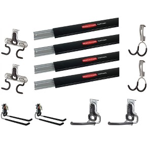 Rubbermaid 4 FastTrack Wall Mounted Storage Rails and Versatile Hook Assortment - 1 of 4