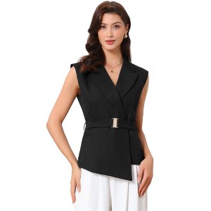 INSPIRE CHIC Women's Belted Lapel Collar Work Sleeveless Vest - 1 of 4