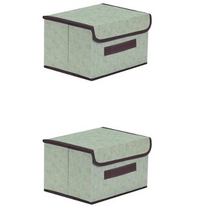 REGALWOVEN Collapsible Clothes Books Organizing Fabric Storage Bin with Lid and Handle 2 Pcs - 1 of 4