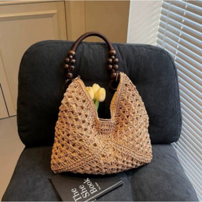 FATMOON Summer Straw Hobo Bags for Women Boho Woven Mesh Beach Tote Bag Large Capacity Crochet Vacation Shoulder Handbag