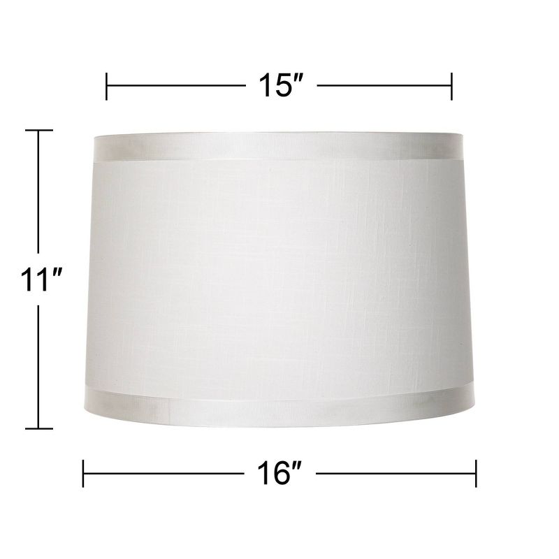 Springcrest Set of 2 Off-White Fabric Medium Drum Lamp Shades 15" Top x 16" Bottom x 11" High (Spider) Replacement with Harp and Finial, 5 of 11