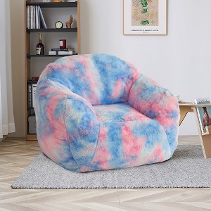Luxury Plush Faux Fur Bean Bag Chair with Armrest & Backrest, Ergonomic Memory Foam Lounger for Living Room, Bedroom, Office - 1 of 4