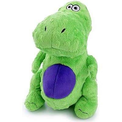 goDog Dinos T-Rex Squeaky Plush Dog Toy, Chew Guard Technology - Green, Large