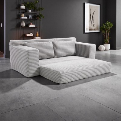 Memory Foam Corduroy L-Shaped Sofa with 2-in-1 Convertible Design