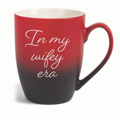 Elanze Designs In My Wifey Era Two Toned Ombre Matte 10 ounce New Bone China Coffee Tea Cup Mug For Your Favorite Morning Brew, Red and Black