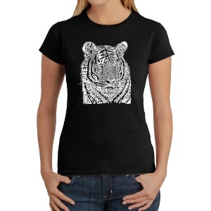 LA Pop Art Women's Word Art T-Shirt - Big Cats - 1 of 4