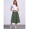 INSPIRE CHIC Women's A-Line Casual Midi Skirt Cotton Elastic Waist Button Front with Pocket - 4 of 4