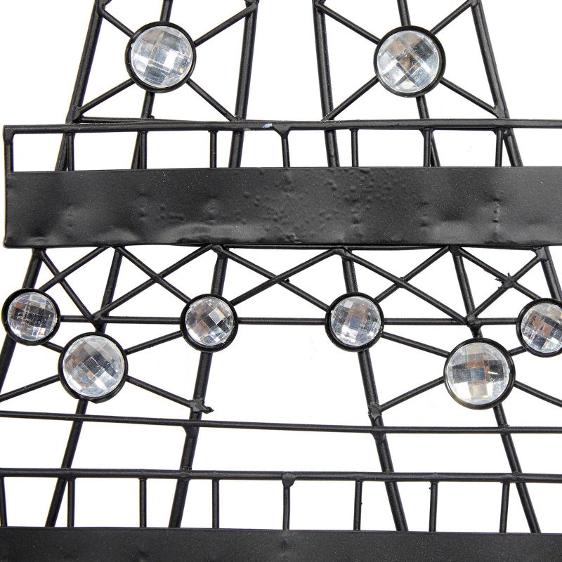Metal Eiffel Tower 3D Wire Wall Decor with Crystal Embellishments Black - Olivia &#38; May, 4 of 6