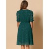 Allegra K Women's Metallic Stars Ruched Sleeve Elastic Waist V Neck A-line Dress - 3 of 4