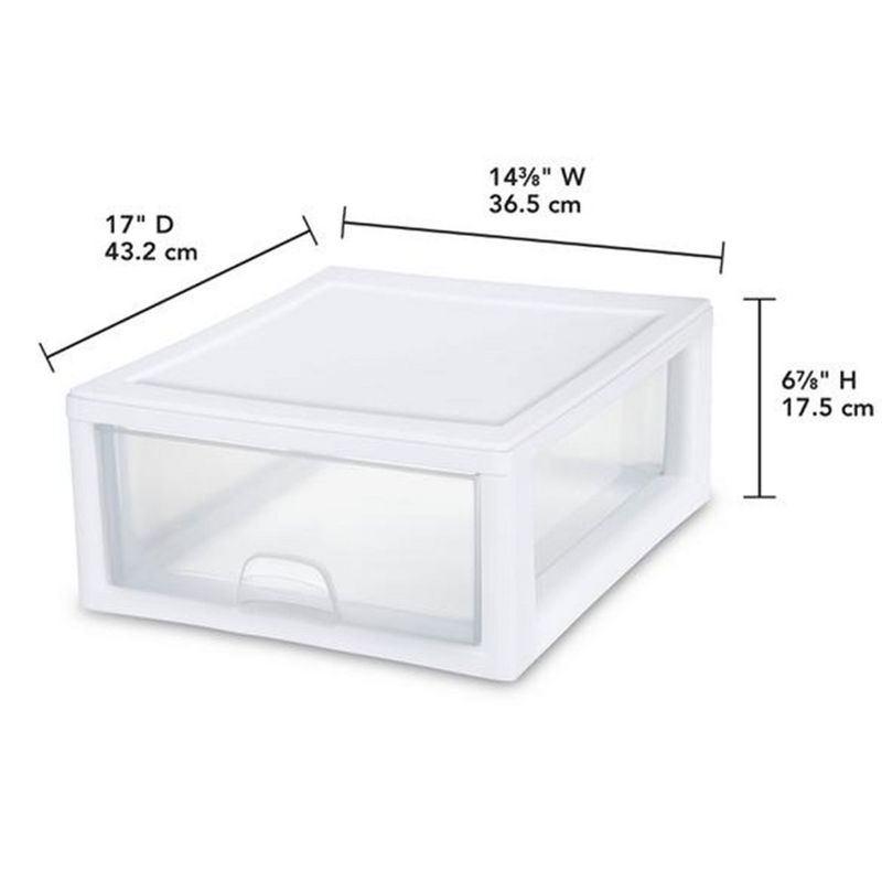 Sterilite 27 Quart (4 Pack)  and 16 Quart (6 Pack) Stackable Clear Plastic Storage Drawer Containers for Home and Office Organization, White, 6 of 8
