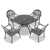 ACEPANO 5-Pieces Aluminum Patio Dining Coffee Table Set With Umbrella Hole, Brown Cushions-Black - 4 of 4