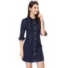 INSPIRE CHIC Women's 3/4 Sleeve Button Down Denim Shirt Dress - 3 of 4