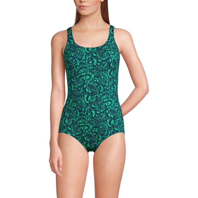 Lands' End Women's Chlorine Resistant Scoop Neck Soft Cup Tugless Sporty One Piece Swimsuit, 1 of 5