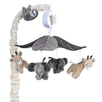 Lambs & Ivy Baby Jungle Animals Gray/Tan Musical Crib Mobile Soother Toy