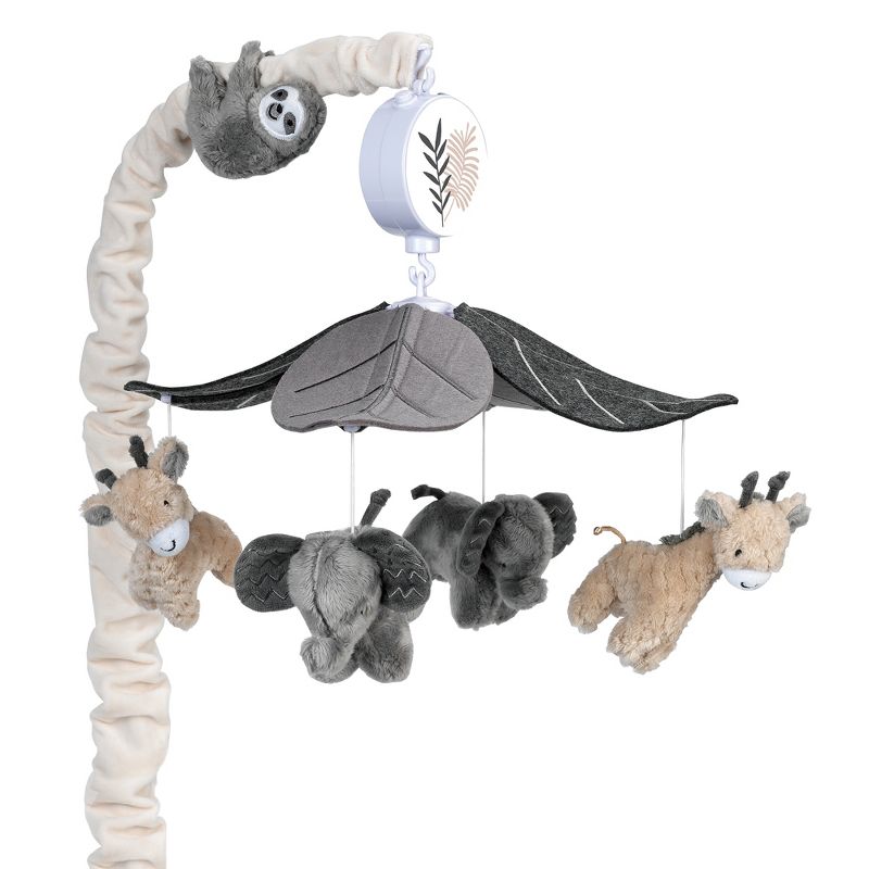 Lambs & Ivy Baby Jungle Animals Gray/Tan Musical Crib Mobile Soother Toy, 1 of 7