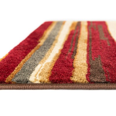 Octagon Multicolor Synthetic Stripe Indoor Area Rug
