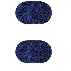 REGALWOVEN Rubber Back Soft Non-Slip Washable Oval Shape Plush Bath Mat 2 Pcs - 1 of 4