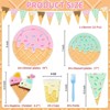 DYLIVeS 132 Pcs Ice Cream Birthday Party Supplies,Ice Cream Disposable Tableware Set Party Table Decorations,9'' and 7'' Plates,Napkins,Cups,Forks - 2 of 4