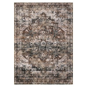 Washable Vintage Floral Living Room Bedroom Rugs, Distressed Print Large Carpet for Dining Room Office, Retro Accent Floor Cover - 1 of 4