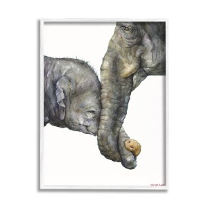 Stupell Industries Cute Baby Elephant Family Animal Watercolor Painting Framed Giclee Art - 1 of 4