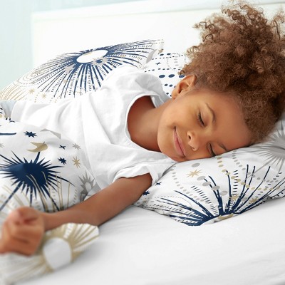 Celestial Blue and Gold Microfiber Twin Bedding Set