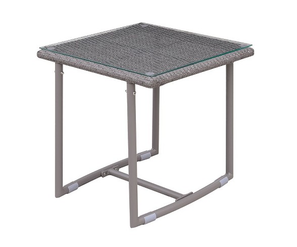 Georgio Modern Glass Top Patio End Table in Gray - Furniture of America