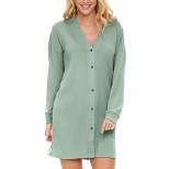 Women's Soft Ribbed Waffle Rib Knit Night Shirt, Long Sleeve Oversized Sweater Top Sleep Shirt