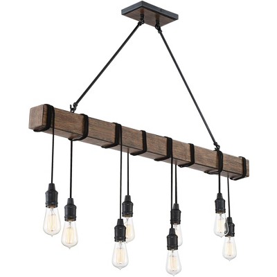 Tomas Black Wood Grain 8-Light Island Pendant Chandelier