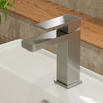 ALFI  AB1229-BN Brushed Nickel Square Single Lever Bathroom Faucet