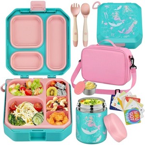 Bento Lunch Box for Kids with 12oz Soup Thermo Leak-Proof Lunch Food Container with 5 Compartment Thermo Hot Food Jar - 1 of 4
