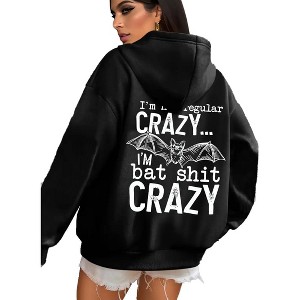 Plus Size Hoodie with Crew Neck Long Sleeve Pullover Sweat Shirts Batshit Crazy Slogan Sweatshirts for Plus Size Women - 1 of 4
