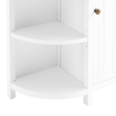 White Wood Bathroom Cabinet with Adjustable Shelving