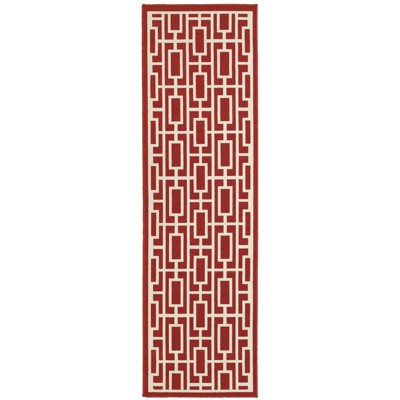 Oriental Weavers Meridian 9754R Red/ Ivory Indoor/Outdoor Area Rug - 2'3" x 7'6"