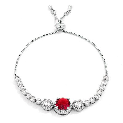 Slickblue 5.95ct CZ Bolo Tennis Bracelet for Women, Adjustable 8.5", Silvertone Plating, 7 Color Options