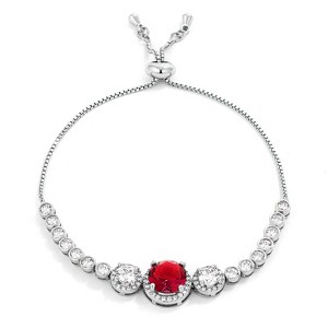 Slickblue 5.95ct CZ Bolo Tennis Bracelet for Women, Adjustable 8.5", Silvertone Plating, 7 Color Options - 1 of 2