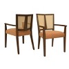 Upholstered Arm Dining Chair Set of 2, Rattan Back Arm Dining Chair with Rubberwood Frame, Mid Century Dining Chair for Dining Room-Koiai - 2 of 4