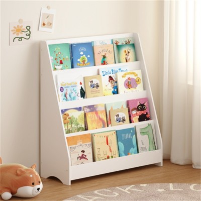 SKRAN 4-Tier Kids Bookshelf, Toddler Book Display Shelves, Helps Keep Bedrooms, Playrooms, and Classrooms Organized,White